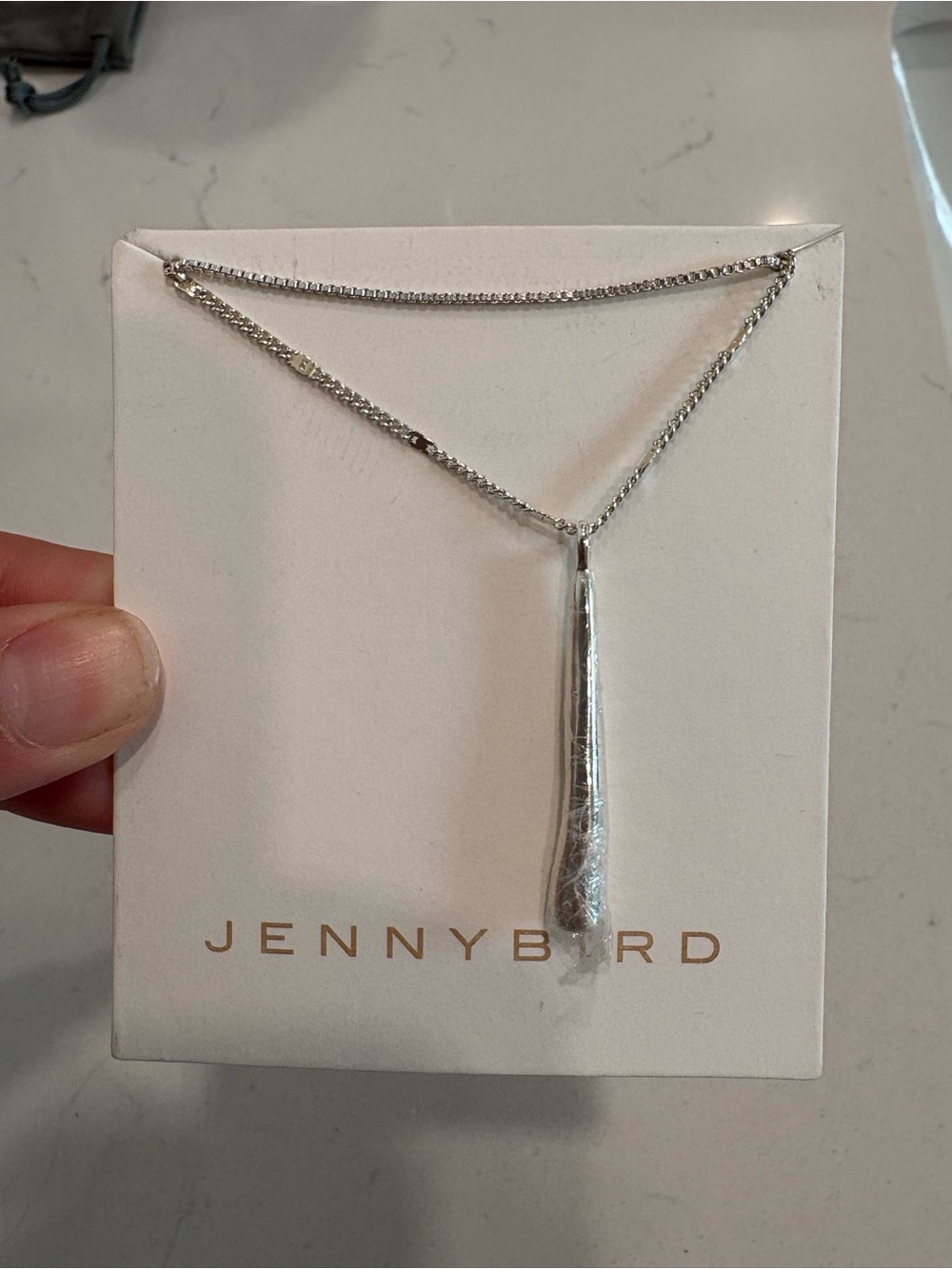 Jenny Bird Silver Layered Teardrop Pendant Necklace - Picture 2 of 3